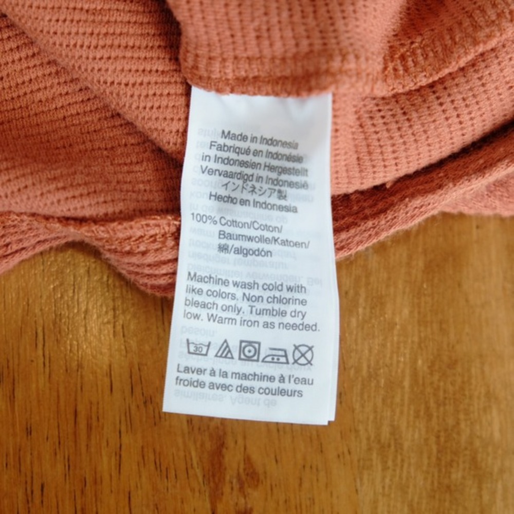 Madewell Texture & Thread‎ Top Women Sz S Cotton Orange Long-Sleeve Tie-Front - Picture 5 of 9